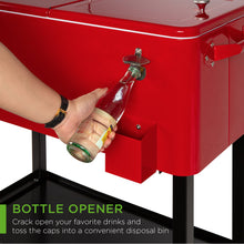 Load image into Gallery viewer, 80-Quart Rolling Cooler Cart w/ Bottle Opener, Catch Tray

