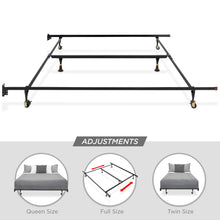 Load image into Gallery viewer, Adjustable Metal Bed Frame w/ Locking Wheels
