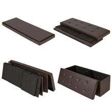 Load image into Gallery viewer, Faux Leather Folding Storage Ottoman Bench

