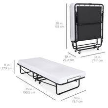 Load image into Gallery viewer, Twin Rollaway Cot-Sized Mattress Guest Bed w/ 3in Memory Foam
