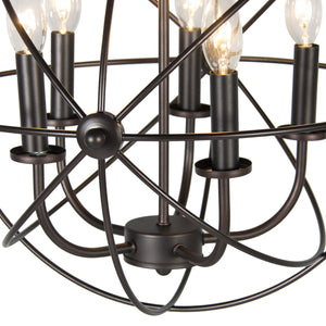 Industrial Vintage Hanging 5-Light Ceiling Chandelier Fixture - Bronze