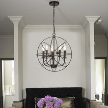 Load image into Gallery viewer, Industrial Vintage Hanging 5-Light Ceiling Chandelier Fixture - Bronze
