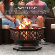 Load image into Gallery viewer, Hex-Shaped Outdoor Fire Pit w/ Flame-Retardant Lid - 24in
