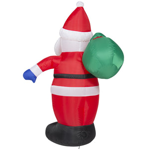 4ft Pre-Lit Inflatable Santa Claus Holiday Decor w/ Blower, Lights - Red