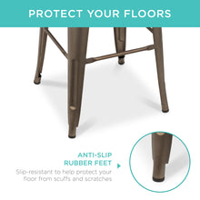 Load image into Gallery viewer, Set of 4 Industrial Steel Backless Bar Height Stools w/ Wood Seats - 30in
