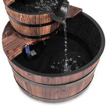 Load image into Gallery viewer, Wooden Barrel 2-Tier Water Fountain w/ Pump
