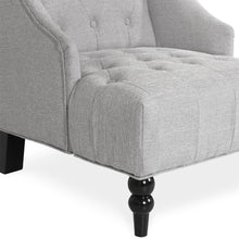 Load image into Gallery viewer, French Style Tall Wingback Tufted Fabric Accent Chair w/ Wooden Legs
