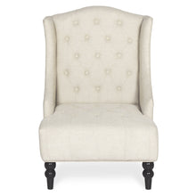 Load image into Gallery viewer, French Style Tall Wingback Tufted Fabric Accent Chair w/ Wooden Legs
