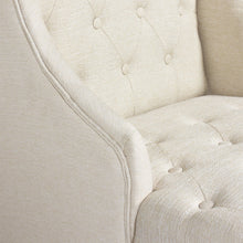 Load image into Gallery viewer, French Style Tall Wingback Tufted Fabric Accent Chair w/ Wooden Legs
