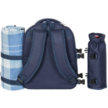Load image into Gallery viewer, 4-Person Insulated Picnic Bag Set w/ Blanket, Flatware, Plates, Glasses
