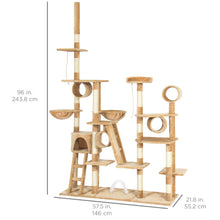 Load image into Gallery viewer, 96in Multi-Level Cat Tree Scratcher Palace Post
