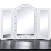 Load image into Gallery viewer, Lighted Tabletop Tri-Fold Vanity Mirror w/ 16 LED Lights, Velvet-Lined Back
