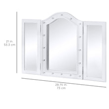 Load image into Gallery viewer, Lighted Tabletop Tri-Fold Vanity Mirror w/ 16 LED Lights, Velvet-Lined Back
