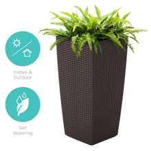 Load image into Gallery viewer, Self-Watering Wicker Planter w/ Caster Wheels, Water Level Indicator
