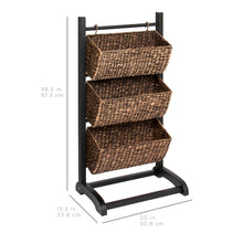 Load image into Gallery viewer, 3-Tier Water Hyacinth Storage Basket Tower - Brown
