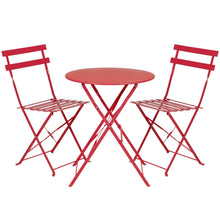 Load image into Gallery viewer, 3-Piece Portable Folding Metal Outdoor Bistro Furniture Set w/ Steel Frame
