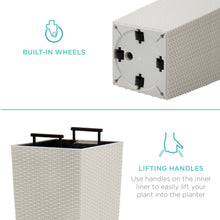 Load image into Gallery viewer, Self-Watering Wicker Planter w/ Caster Wheels, Water Level Indicator
