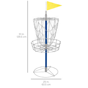 Portable Disc Golf Basket Double Chains Steel Frisbee Hole