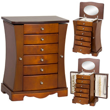 Load image into Gallery viewer, Handcrafted Wooden Jewelry Armoire w/ Mirror
