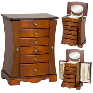 Handcrafted Wooden Jewelry Armoire w/ Mirror