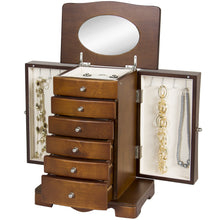 Load image into Gallery viewer, Handcrafted Wooden Jewelry Armoire w/ Mirror
