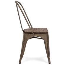 Load image into Gallery viewer, Set Of 4 Distressed Metal Dining Chairs w/ Wood Seat
