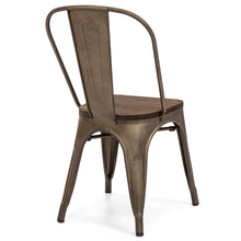 Load image into Gallery viewer, Set Of 4 Distressed Metal Dining Chairs w/ Wood Seat
