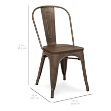 Load image into Gallery viewer, Set Of 4 Distressed Metal Dining Chairs w/ Wood Seat
