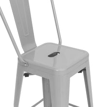 Load image into Gallery viewer, 24in Set of 4 High Backrest Industrial Metal Counter Height Stools - Silver
