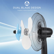 Load image into Gallery viewer, 16in Oscillating Pedestal Fan w/ Timer, Double Blades, Remote Control
