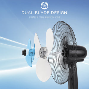 16in Oscillating Pedestal Fan w/ Timer, Double Blades, Remote Control