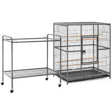 Load image into Gallery viewer, 53in Iron Bird Cage w/ Wheels, Feeding Doors - Black
