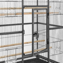 Load image into Gallery viewer, 53in Iron Bird Cage w/ Wheels, Feeding Doors - Black
