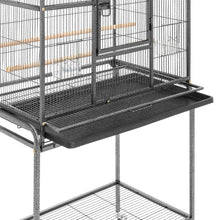 Load image into Gallery viewer, 53in Iron Bird Cage w/ Wheels, Feeding Doors - Black
