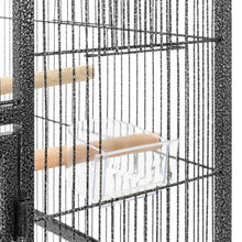 Load image into Gallery viewer, 53in Iron Bird Cage w/ Wheels, Feeding Doors - Black
