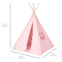 Load image into Gallery viewer, 6ft Kids Cotton Pretend Teepee Play Tent w/ LED Lights, Carrying Bag
