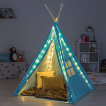 Load image into Gallery viewer, 6ft Kids Cotton Pretend Teepee Play Tent w/ LED Lights, Carrying Bag

