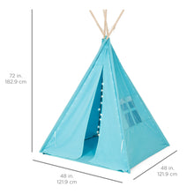 Load image into Gallery viewer, 6ft Kids Cotton Pretend Teepee Play Tent w/ LED Lights, Carrying Bag
