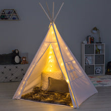 Load image into Gallery viewer, 6ft Kids Cotton Pretend Teepee Play Tent w/ LED Lights, Carrying Bag
