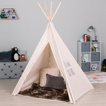 Load image into Gallery viewer, 6ft Kids Cotton Pretend Teepee Play Tent w/ LED Lights, Carrying Bag

