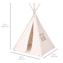 Load image into Gallery viewer, 6ft Kids Cotton Pretend Teepee Play Tent w/ LED Lights, Carrying Bag
