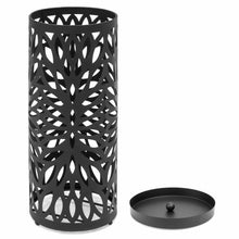 Load image into Gallery viewer, Spherical Metal Umbrella Stand w/ 2 Hooks, Drain Tray - Black
