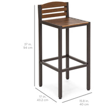 Load image into Gallery viewer, Set of 2 Outdoor Acacia Wood Accent Barstools
