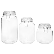 Load image into Gallery viewer, Set of 5 Glass Mason Jars w/ Clip-Top, 10 Stickers, Chalk - Clear
