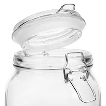 Load image into Gallery viewer, Set of 5 Glass Mason Jars w/ Clip-Top, 10 Stickers, Chalk - Clear
