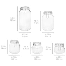 Load image into Gallery viewer, Set of 5 Glass Mason Jars w/ Clip-Top, 10 Stickers, Chalk - Clear
