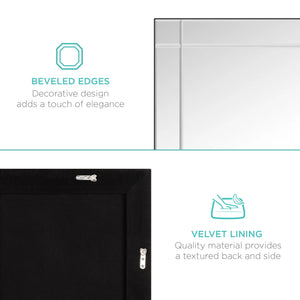 36x24in Modern Decorative Rectangular Frameless Wall Mirror