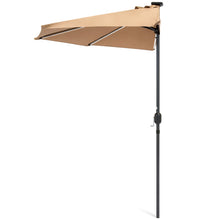 Load image into Gallery viewer, 8.5ft Outdoor Solar LED Strip Lighted Half Patio Umbrella w/ Hand Crank
