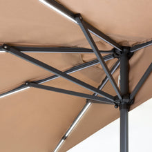 Load image into Gallery viewer, 8.5ft Outdoor Solar LED Strip Lighted Half Patio Umbrella w/ Hand Crank

