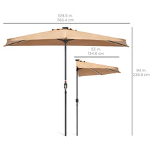 Load image into Gallery viewer, 8.5ft Outdoor Solar LED Strip Lighted Half Patio Umbrella w/ Hand Crank
